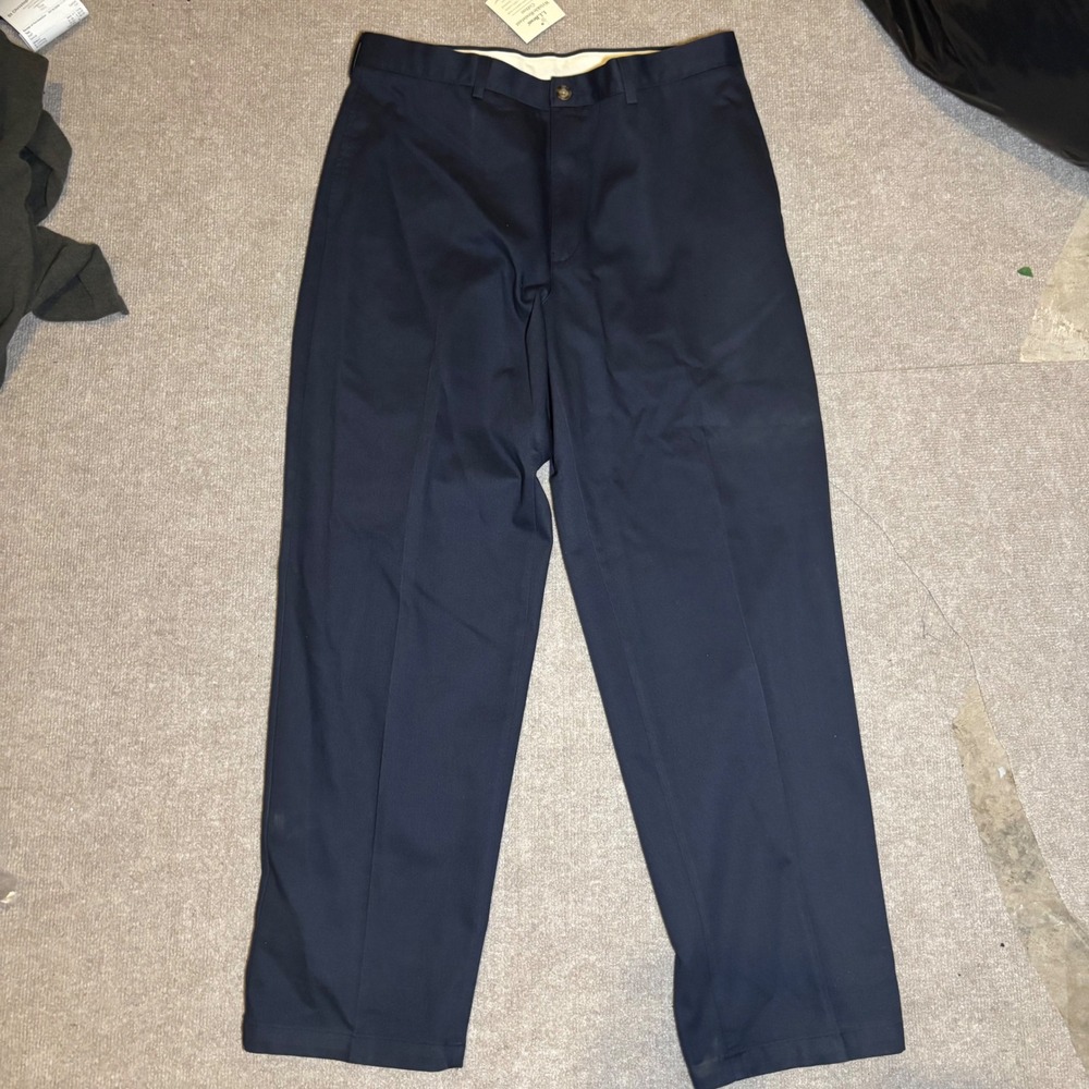 LL Bean Mens Double L Chino Pants Navy Blue Wrinkle Resistant Cotton 38x32 NEW